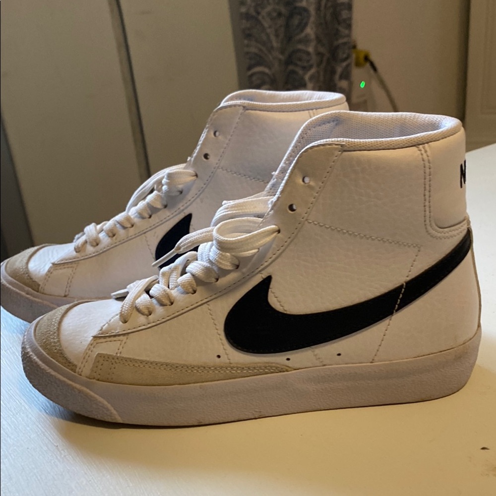Nike Kids White and Black High-Top Sneakers